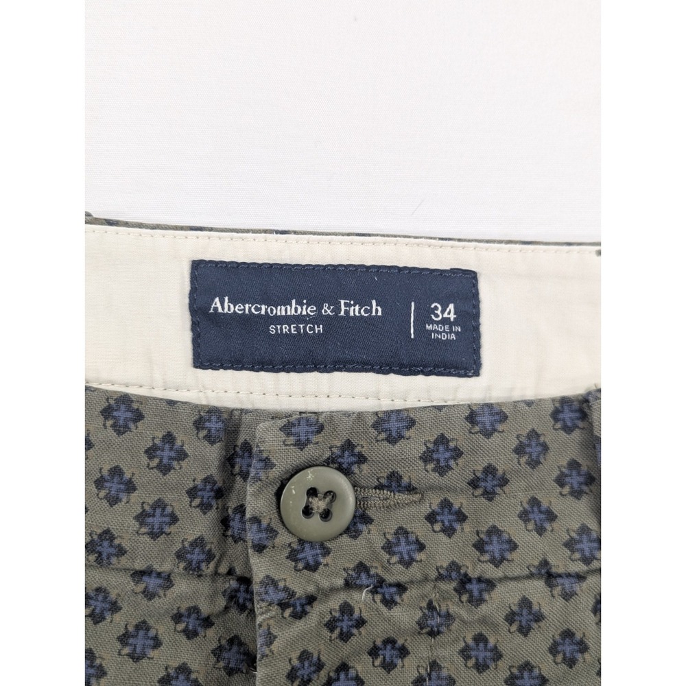 Abercrombie & Fitch Shorts Mens 34" Green Paisley Print Drawstring Flat Front - Picture 3 of 6